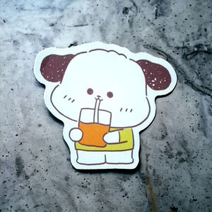 Puppy Dog Drink Straw Green Shirt Top Cute Chibi Kawaii Sticker